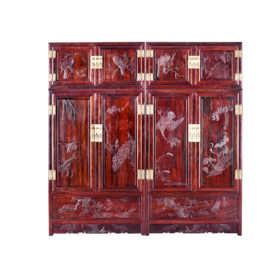 柜4-0丝翎檀雕顶箱柜 四件柜 四平柜 顶竖柜 储物柜明式家具晋作家具唐人居家具红木家具国家级非遗收藏品艺术品